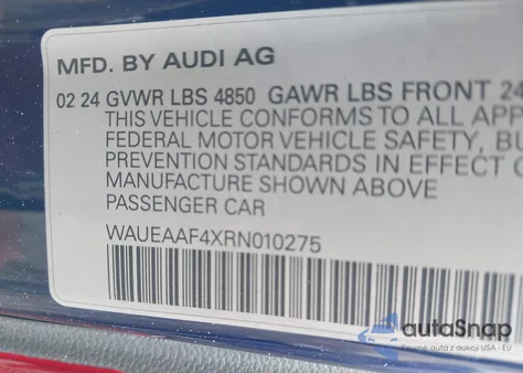 2024 Audi A4 Premium Plus 45 Tfsi S Line Quattro S Tronic z USA, uszkodzony, nr VIN WAUEAAF4XRN010275